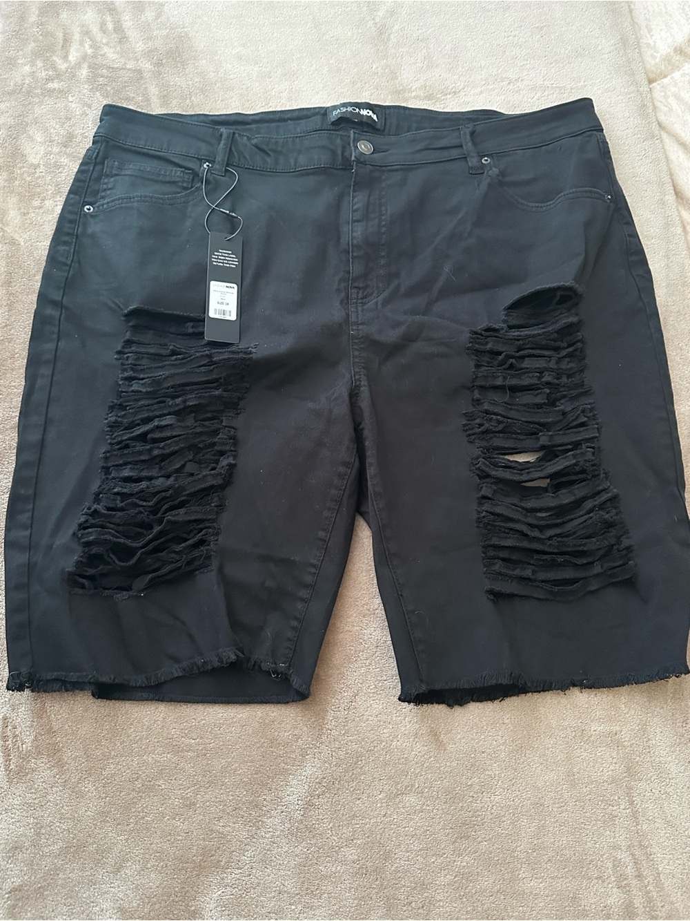 Fashion Nova Black Wave Crasher Bermuda Shorts